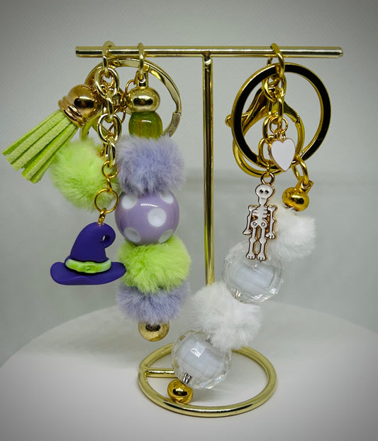 Witch Hat & Skeleton Keychain/Bag Charms by Lez •Set of 2