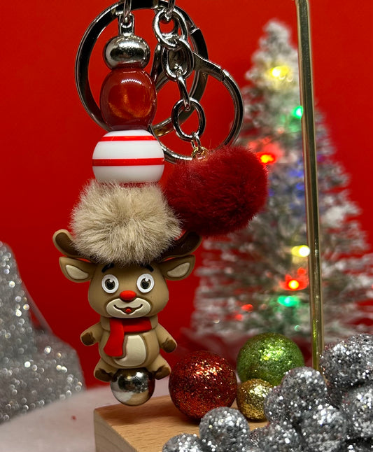 Holiday Reindeer Bag Charm / Keychain