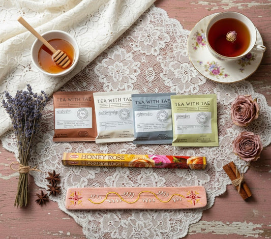 HONEY ROSE TEA RITUAL • Incense, burner, and Tea with Tae Tea