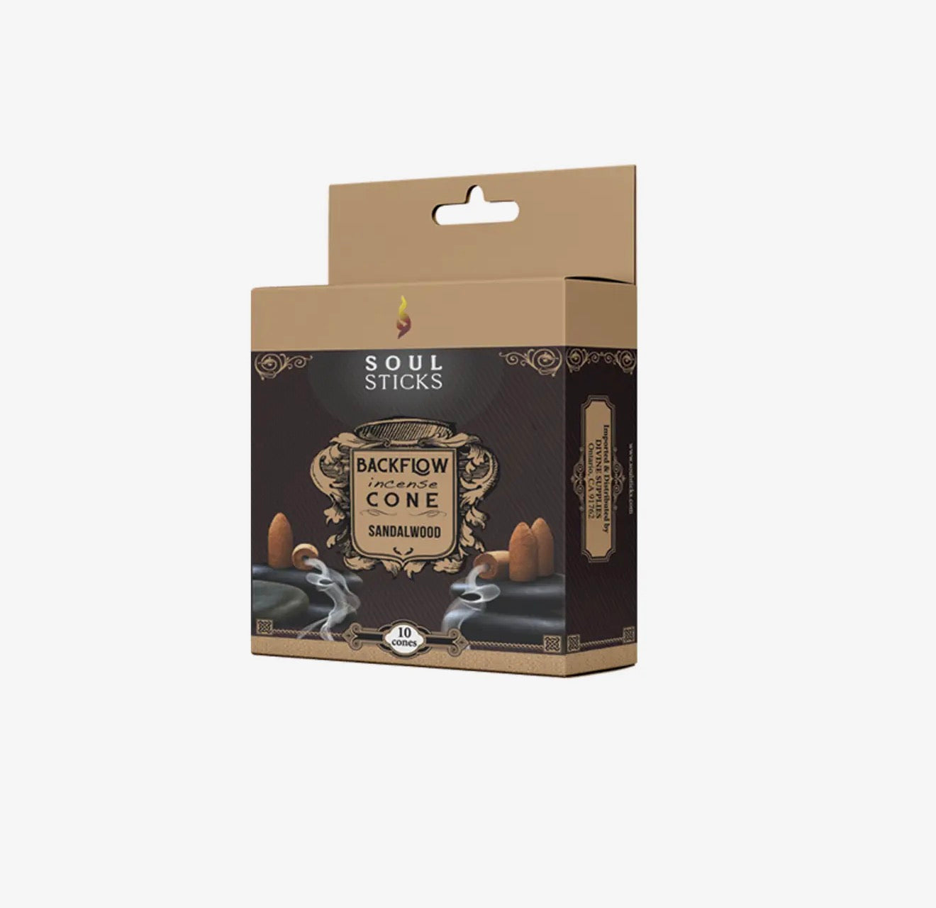 Box of Soul Sticks Backflow Incense Cone Sandalwood on a white background