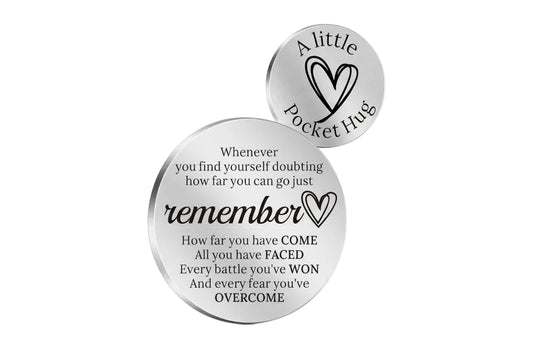 motivational keepsake stainless steel with text and a heart design on a white background