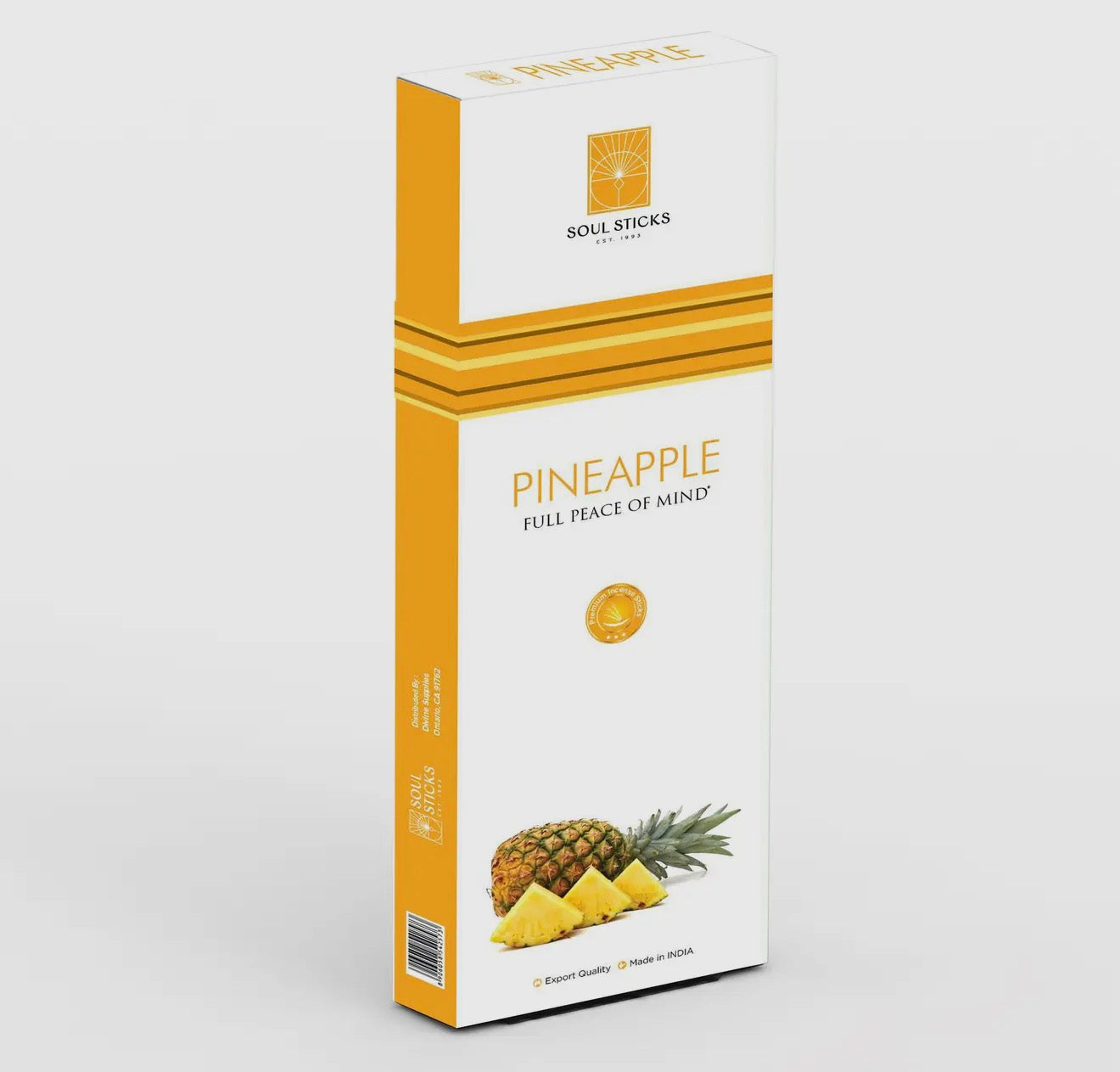 Soul Sticks Pineapple incense packaging on a light gray background