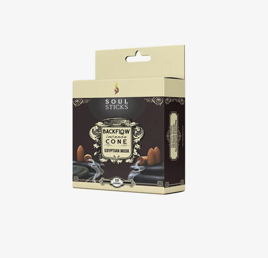 Packaging of Soul Sticks Backflow Cone Egyptian Musk on a white background