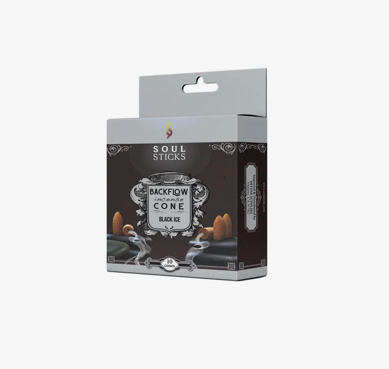 Soul Sticks Black Ice incense cones a white background