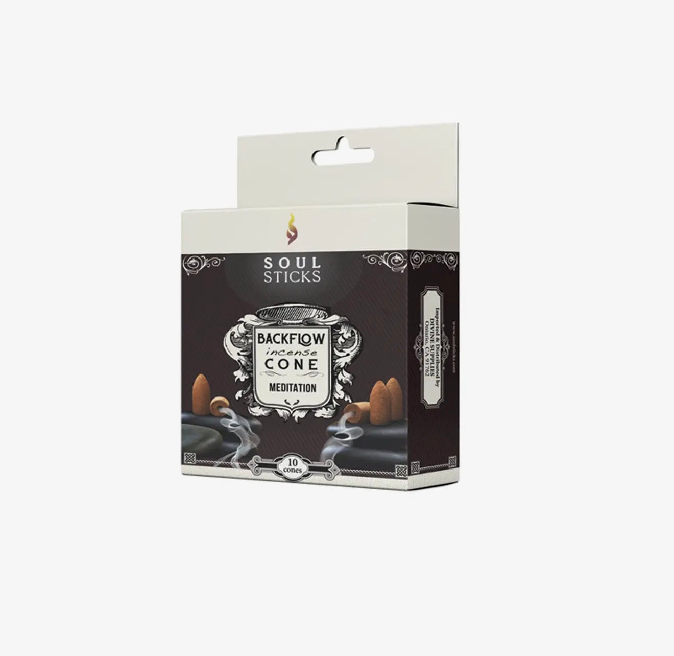 Soul Sticks Meditation back flow incense cones on a white background