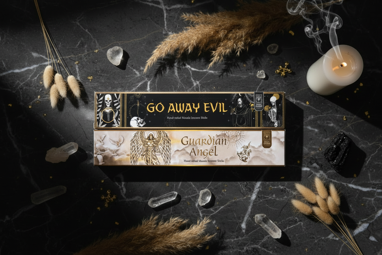 Angel & Evil: Light Rose & Dark Amber Incense & Moonstone Burner