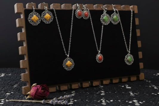 Boho Goddess Color Collection: 3 Vintage Bohemian Necklace & Earring Sets