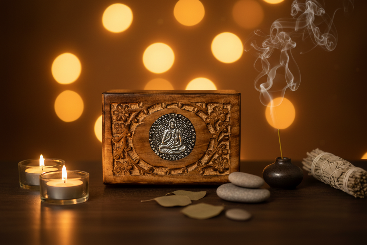 Buddha storage or jewelry box with candlelight 