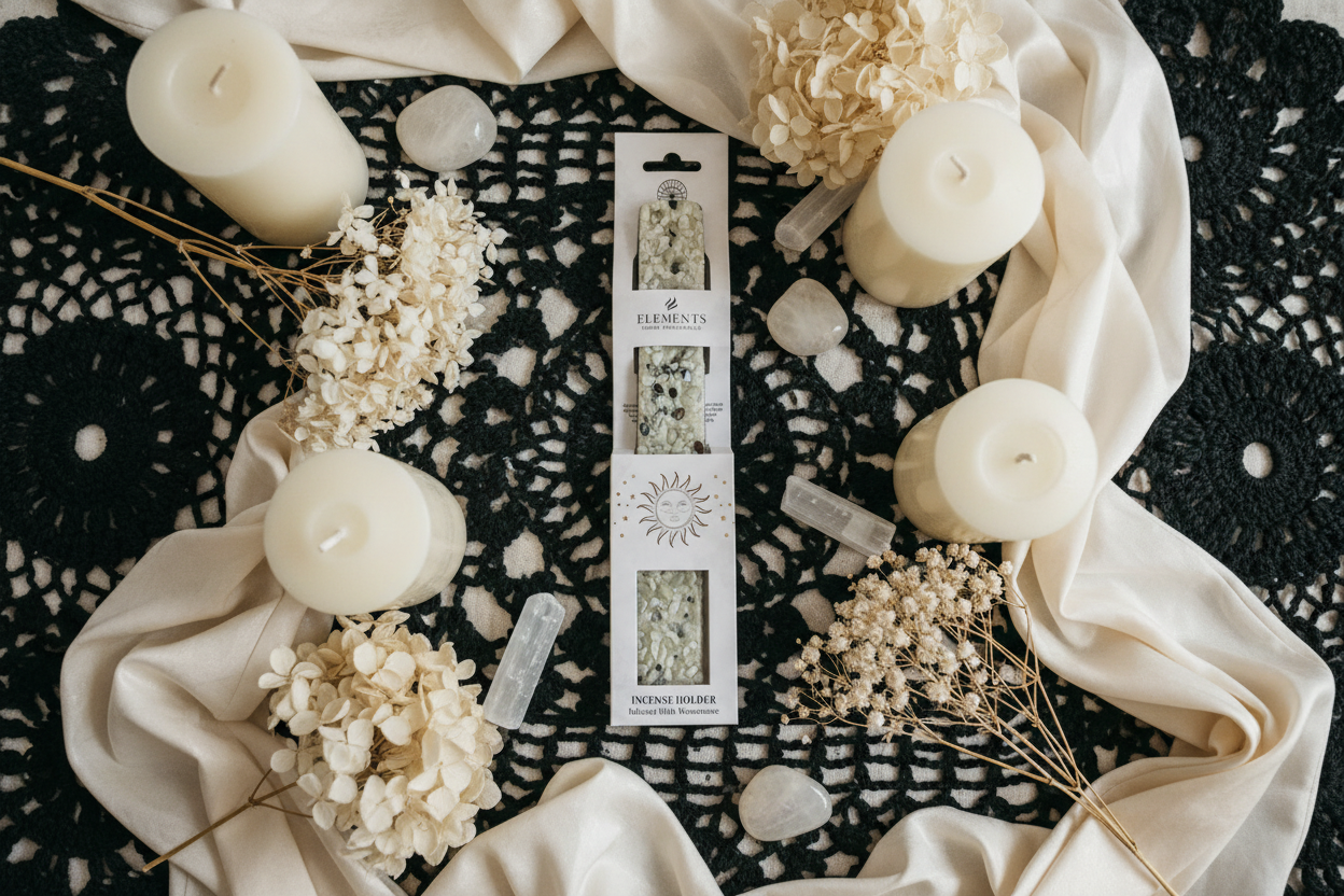 Angel & Evil: Light Rose & Dark Amber Incense & Moonstone Burner