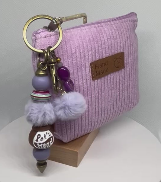 Pot Head Keychain • Grayish Purple Zip Pouch